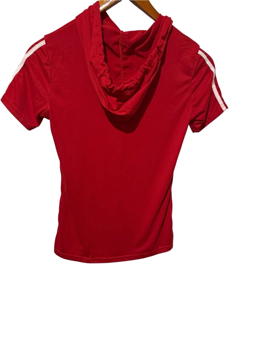 Nike Red Hooded Short Sleeve Athletic Tee with White Accents Size L